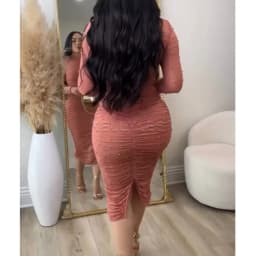 Women's Fashion Slim Fit Colorful Dress Outwear Ladies Sexy Tight Party Dress Long Sleeve Mock Neck Warp Hip Skirts Clothings