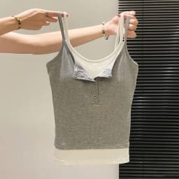 Fashion Fake Two Piece Camisole for Woman Spring Autumn Short Slim Fit Chest Pad Tank Women Korean Street Spicy Girl Clothes