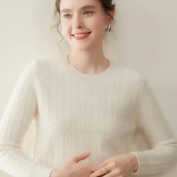 Cashmere Sweater Women Winter Knitted Solid Color Round Neck Pullover Warm Thickened Double Strand Autumn New Fried Dough Twists