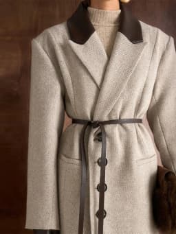 Fashion Waist Cinching Woolen Long Coat For Women Lapel Long Sleeve Single-breasted Coat With Belt New Lady Commuter Outwears