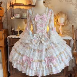 Women Dress Pink Long Sleeve OP Dress for Women Autumn New Original Design Lolita Sweet Lace Bell Sleeve Tiered Dress