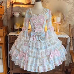 Women Dress Pink Long Sleeve OP Dress for Women Autumn New Original Design Lolita Sweet Lace Bell Sleeve Tiered Dress