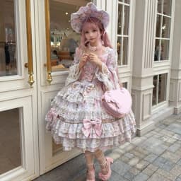 Women Dress Pink Long Sleeve OP Dress for Women Autumn New Original Design Lolita Sweet Lace Bell Sleeve Tiered Dress