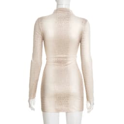 STYLISH LADY Snake Printed Dress 2025 Autumn Women Long Sleeve O Neck Bodycon Sexy Club Party Mini Vestidos De Festa