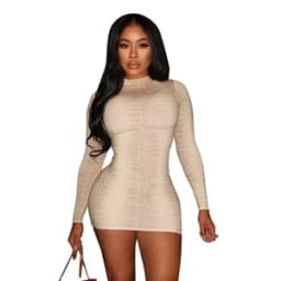 STYLISH LADY Snake Printed Dress 2025 Autumn Women Long Sleeve O Neck Bodycon Sexy Club Party Mini Vestidos De Festa