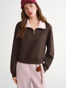 DUSHU 2025 Spring Autumn Women's Striped Pattern Hooded Sweatshirt Set - Casual Two-Piece Outfit with Contrast Splicing