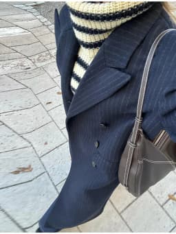 Vintage Striped Lapel Long Blazer Jackets Women Chic Shoulder Pad Button Pocket Loose Overcoat Autumn Commuting Street Wear 2025