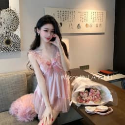 French Style Fairy Cute Pink Nightdress Pure Desire Casaul Style Lace Strap Princess Style Sweet Summer Mesh Dress Elegant M8T1