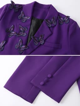 High street butterfly embroidery blazer for women Spring autumn Black Purple Loose Single breasted jacket 2026 New INKEO 5O113