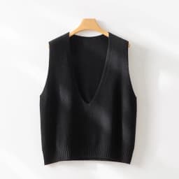 100% Wool Seamless Sweater Vest,Women Autumn Winter V-Neck Loose Sleeveless Knitted Tops