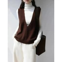 100% Wool Seamless Sweater Vest,Women Autumn Winter V-Neck Loose Sleeveless Knitted Tops