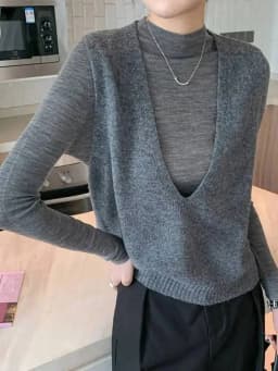 100% Wool Seamless Sweater Vest,Women Autumn Winter V-Neck Loose Sleeveless Knitted Tops