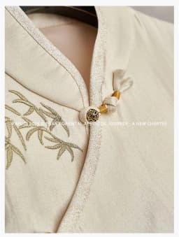 New Fashion Loose Cardigan Embroidery Inclined Placket Stand Collar Vest top Light National Style Women's Spring and Summer