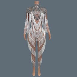 Classic Spandex Tassel Jumpsuit for Women Nightclub Party Sexy Elastic Jumpsuit Event Showgirl Stage Performance Costume Huichen