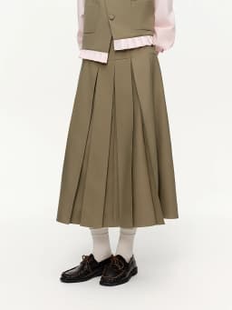 DUSHU Women's College Notes Style Asymmetrical Collar Top and Matching Pleated Skirt Set 2026 Spring New Arrinal Break Outfit