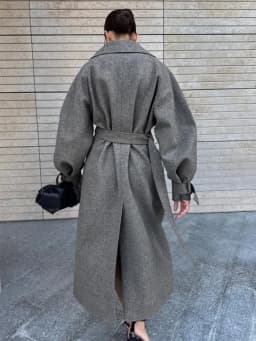 Bornladies Women's Fashion New Autumn Winter Extra Long Belted Loose Wool Coat Elegant Woolen Outerwear Jackets