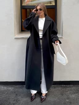 Bornladies Women's Fashion New Autumn Winter Extra Long Belted Loose Wool Coat Elegant Woolen Outerwear Jackets