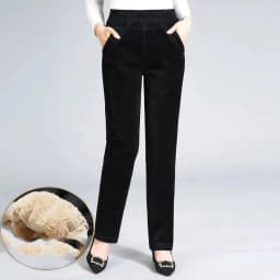 Corduroy High Waist Women's Cotton Pants Fleece Lined Thick Warm Trousers Women 2025 Winter Pockets Solid Color Pants for Woman