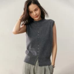 100% Pure Cashmere Pullover Vest Autumn Women's Casual Solid Knitted Sleeveless Sweater Half High Collar Single Breasted Tops