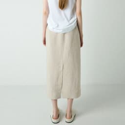 100% Linen Women's Drawstring Straight Skirt Spring/Summer New Arrival Elastic Waist Simple Casual Loose Woman Back Split Skirts