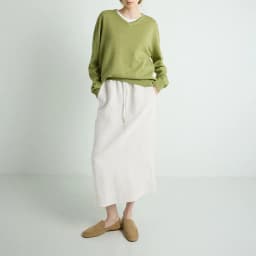 100% Linen Women's Drawstring Straight Skirt Spring/Summer New Arrival Elastic Waist Simple Casual Loose Woman Back Split Skirts
