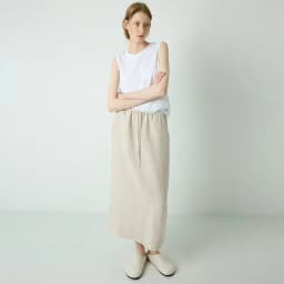 100% Linen Women's Drawstring Straight Skirt Spring/Summer New Arrival Elastic Waist Simple Casual Loose Woman Back Split Skirts