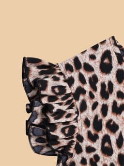 GIBSIE Plus Size Leopard Print O-Neck Ruffle Sleeve Top Women 2026 Summer New Casual Holiday Style Fashion Loose Shirt Blouses