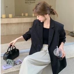 Black Unique High-End Shiny Suit Jacket For Women 2025 Spring And Autumn New Fashion Light Mature Style Exquisite Suit Black 