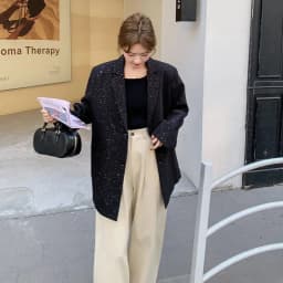 Black Unique High-End Shiny Suit Jacket For Women 2025 Spring And Autumn New Fashion Light Mature Style Exquisite Suit Black 