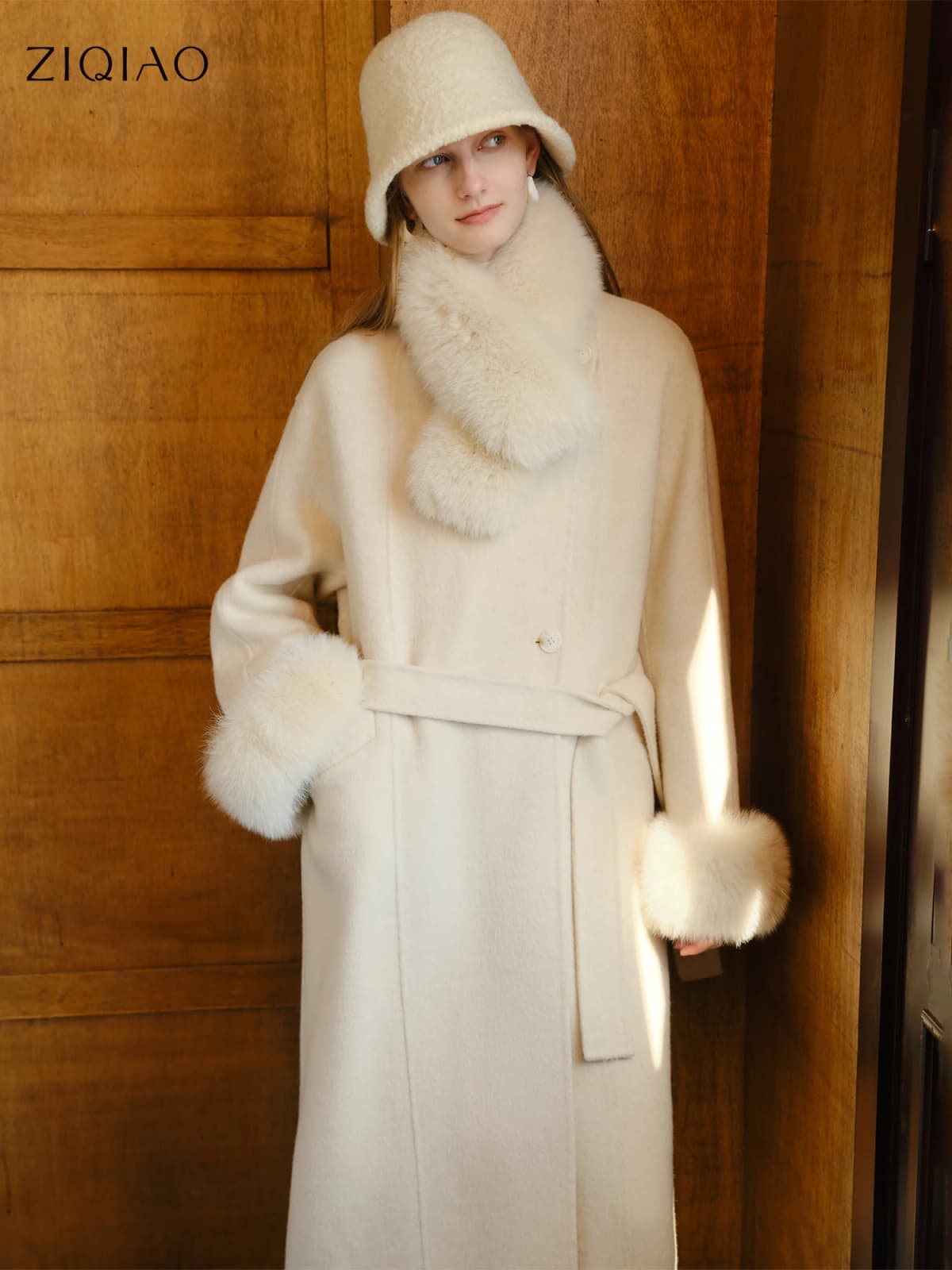 ZIQIAO Wool Solid Color Temperament Plain Warm Fisherman Hat Female 2025 Winter New Style Face Small Basin Hat Ins All-match
