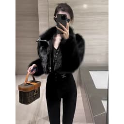 2026 Autumn Winter Women's New Motorcycle Wind Spice Girl Coat Short Fashion Jacket Female Leather Imitation Fox Fur Overwear