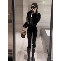 2026 Autumn Winter Women's New Motorcycle Wind Spice Girl Coat Short Fashion Jacket Female Leather Imitation Fox Fur Overwear