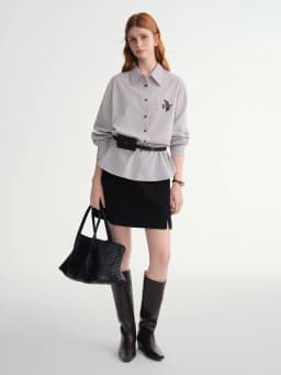 DUSHU Classic Long and Short Elastic Waist A-line Skirt 2025 Winter Skirt for Women Solid Simple Commuting Office Ladies College