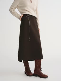 DUSHU Classic Long and Short Elastic Waist A-line Skirt 2025 Winter Skirt for Women Solid Simple Commuting Office Ladies College