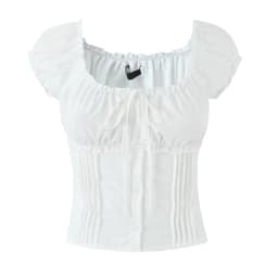 YENKYE French Style Sweet White Shirts For Beautiful Girls Front Button Vintage Puff Sleeve Slim Holiday Summer Tops 2026