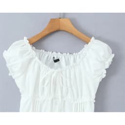 YENKYE French Style Sweet White Shirts For Beautiful Girls Front Button Vintage Puff Sleeve Slim Holiday Summer Tops 2026