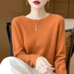 2025 autumn and winter new pullover wool sweater women's 100% pure wool sweater round-neck thickened cashmere undershirt