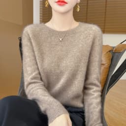 2025 autumn and winter new pullover wool sweater women's 100% pure wool sweater round-neck thickened cashmere undershirt