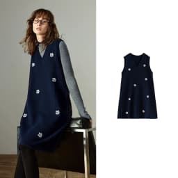 TOYOUTH Women Dresses 2025 Winter New Sleeveless Tank Dress Arctic Fleece Embroidered V-neck Knitted Dress