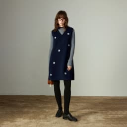 TOYOUTH Women Dresses 2025 Winter New Sleeveless Tank Dress Arctic Fleece Embroidered V-neck Knitted Dress