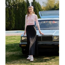 AP SS26 Women Stripe Knitting Cardigan Turndown Collar Elegant Clothing