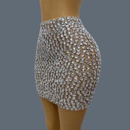 Full Sparkly Rhinestone Mesh Tight Fitting Skirt Sexy Women Mini Skirt Nightclub Party Outfit High-end Crystals Skirt shuidiqun