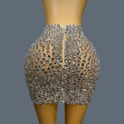 Full Sparkly Rhinestone Mesh Tight Fitting Skirt Sexy Women Mini Skirt Nightclub Party Outfit High-end Crystals Skirt shuidiqun