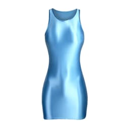 Women's Shiny Smooth Sleeveless Tank Top Round Neck Slim Fit Hip Warp Dress One-Step Tight Sheath Skirt Glossy Solid Color MJINM