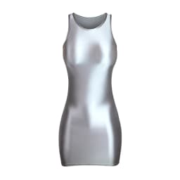 Women's Shiny Smooth Sleeveless Tank Top Round Neck Slim Fit Hip Warp Dress One-Step Tight Sheath Skirt Glossy Solid Color MJINM
