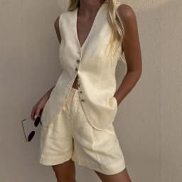Wolfeel Cotton linen Chic Casual Vest Shorts Set Women's Fashion Commuter Sleeveless Tank Top Loose Shorts Suits Summer New