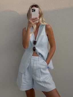 Wolfeel Cotton linen Chic Casual Vest Shorts Set Women's Fashion Commuter Sleeveless Tank Top Loose Shorts Suits Summer New
