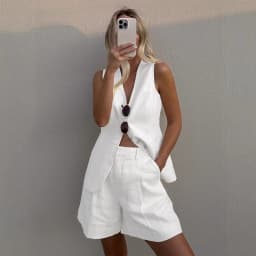 Wolfeel Cotton linen Chic Casual Vest Shorts Set Women's Fashion Commuter Sleeveless Tank Top Loose Shorts Suits Summer New