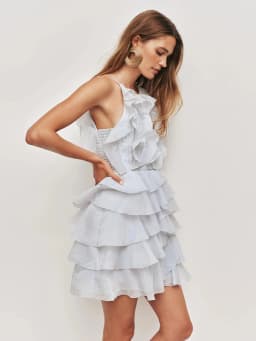 TWOTWINSTYLE Solid Loose Spliced Ruffles Chic Dresses for Women V Neck Sleeveless French Vacation Dress Female Summer Fashion