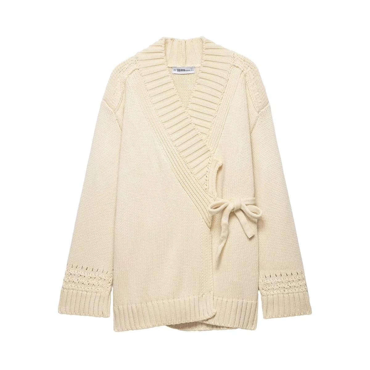 Fashion Casual Knitted Double-Breasted Jacket Women's Wrap Knit Cardigan Belt Shawl Collar Openwork Cuffs Oversized Sweater LS3K
